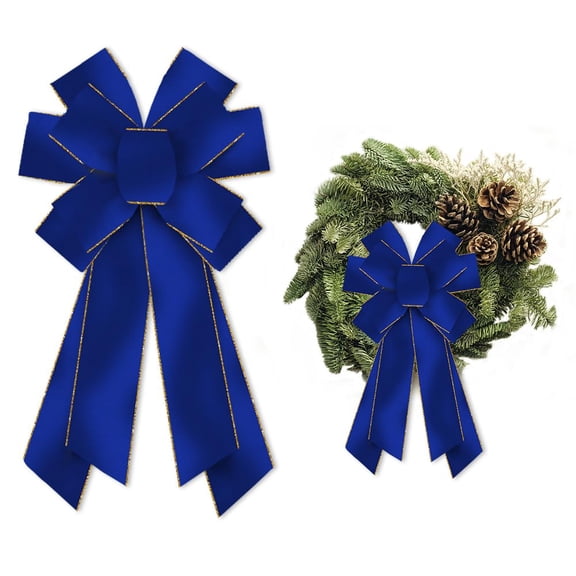 Hying Large Christmas Bow for Wreath,Royal Blue Velvet Wreath Bows for Front Door 1 Pack
