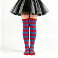 thumbnail image 2 of ibiyuan Kids Socks Ribbed Striped Over The Knee Socks Soft Stretch Boys Girls Ages 6-12 Casual Wear Back To School,Dark Blue1, 2 of 2