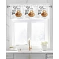 thumbnail image 2 of Vintage Coffee Linen Curtain Valance for Bedroom/Bathroom/Kitchen/Office/Living/Dining Room Window,Brown Coffee Theme Cafe Bean Cup Rod Pocket Topper Decorative Cafe Drapes Panel 42"x18", 2 of 6