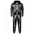 thumbnail image 3 of Krdevn Kids Halloween Classic White Skeleton Hooded Full Zip Jumpsuit Unisex Cosplay with Side Pockets 9-10 Years,Black, 3 of 5
