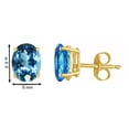thumbnail image 2 of AoneJewelryOval Blue Topaz Earrings for Women in 14k Yellow Gold ( 8x6 mm ) Prong-Setting, 2 of 4