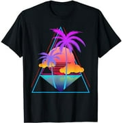 Retro 1980s 1990s Vaporwave Palm Trees Sunset Pastel Art T-Shirt