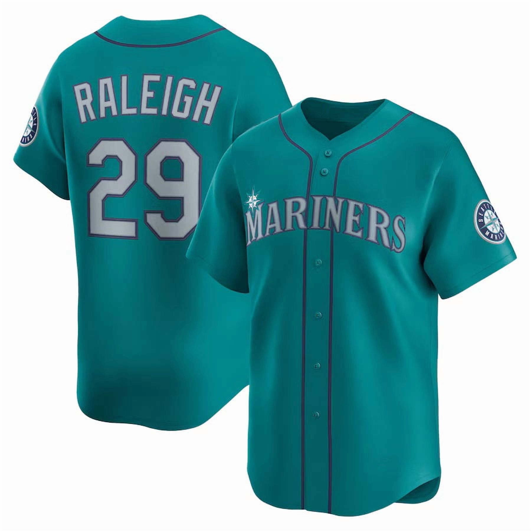 Youth Seattle Team #29 Raleigh T-Shirt Uniform, Athletic Casual Button Down Short Sleeve-Teal-Yth L