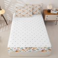 thumbnail image 4 of Manfei Boho Dachshund Zipper Twin Comforter Sets with Fitted Sheet and 2 Pillowcases, Retro Garden Bloom Zipper Bedding Set, Beige White, Reversible, 4 Pieces, 4 of 7