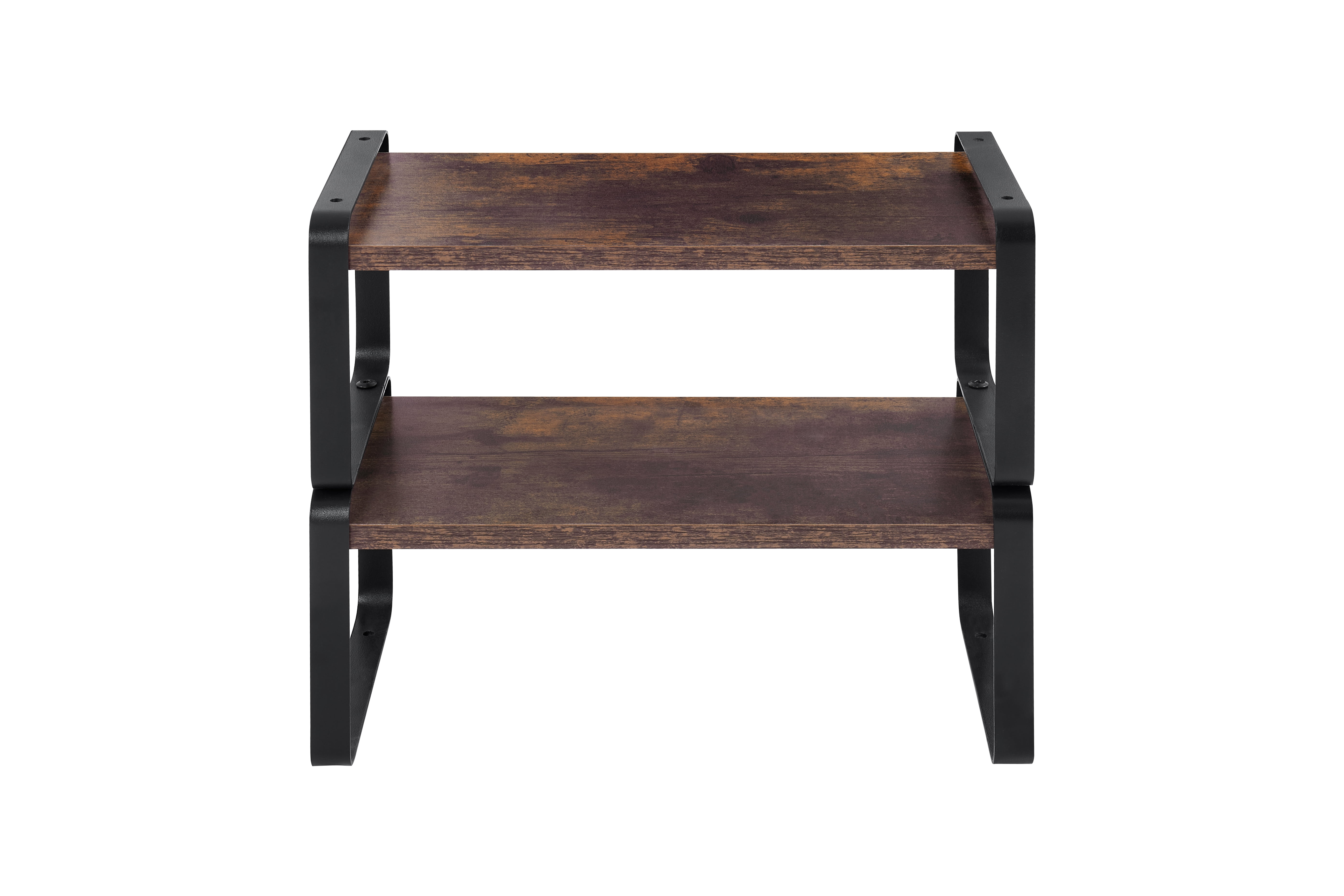 2 Tier Storage Shelves, Adjustable Shelving Unit, Wood Effect And Metal Frame, Home Storage Shelf for Kitchen Bathroom, Black
