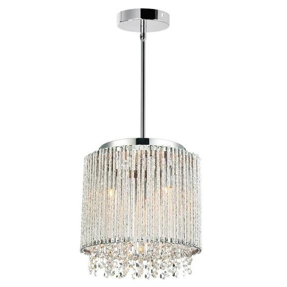 CWI Lighting Claire 3 Light Drum Shade Metal Mini Pendant in Chrome