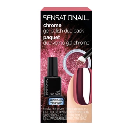 SensatioNail Chrome Powder & Top Coat, Rose, 0.25 fl oz