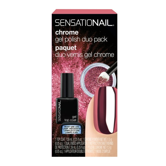 SensatioNail Chrome Powder & Top Coat, Rose, 0.25 fl oz