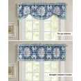 thumbnail image 4 of Tie Up Valance Curtain for Kitchen, Geometric Abstract Ethnic Floral Art Rod Pocket Short Curtains Adjustable Tie-Up Shade Valances, Vintage Tribal Blue Window Treatment for Bathroom Living Room Bedroom, 4 of 7