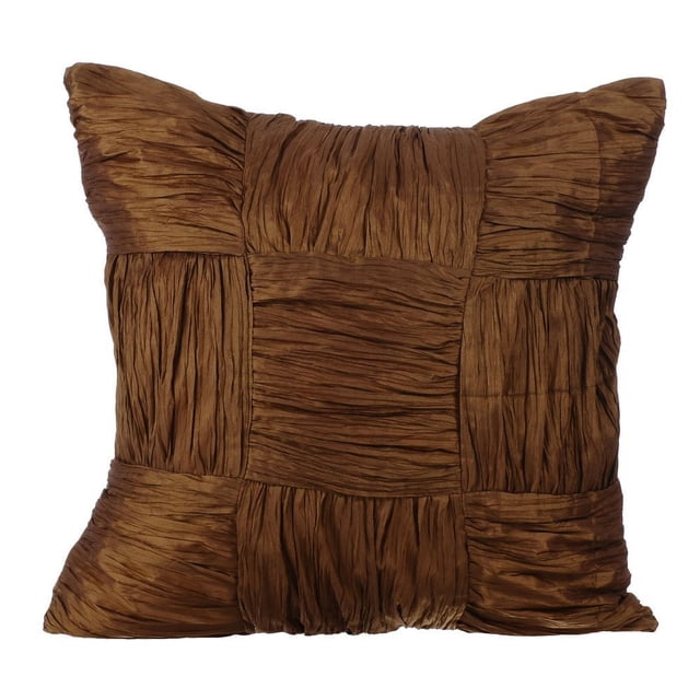 Housse de Coussin Dorée, Housse de Coussin en Soie d'Art Froissée à Carreaux, 14x14 Pouces (35x35 cm), Housse de Coussin en Soie Froissée, Moderne, Patchwork - Or Rêveur