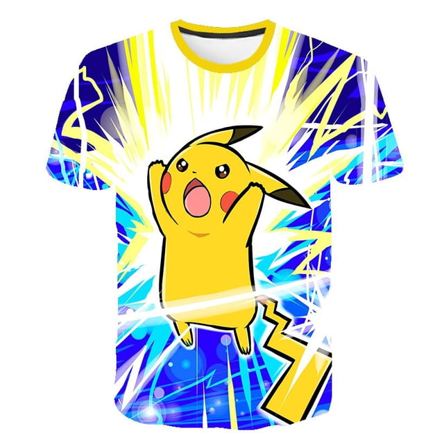 Camiseta con estampado 3D de Pokémon para niño y niña, ropa informal de Pikachu de dibujos animados, a la moda, de 3 a 14 años, novedad de verano qym unisex