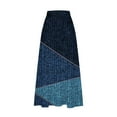 thumbnail image 5 of Mrat Goth Skirt Women's Casual Retro Floral Skirts Linen Elastic Waist Pleated Maxi Skirt with Pockets Plus Size Skirts S-277 Blue 3XL, 5 of 5