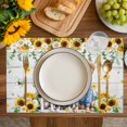 thumbnail image 4 of Spring Dog Placemats Set of 6, Sunflower Daisy Botanical Vintage Placemats for Dining Table, Place Mats for Kitchen Tabletop, Waterproof Wipeable Dining Table Mats Set, 4 of 9
