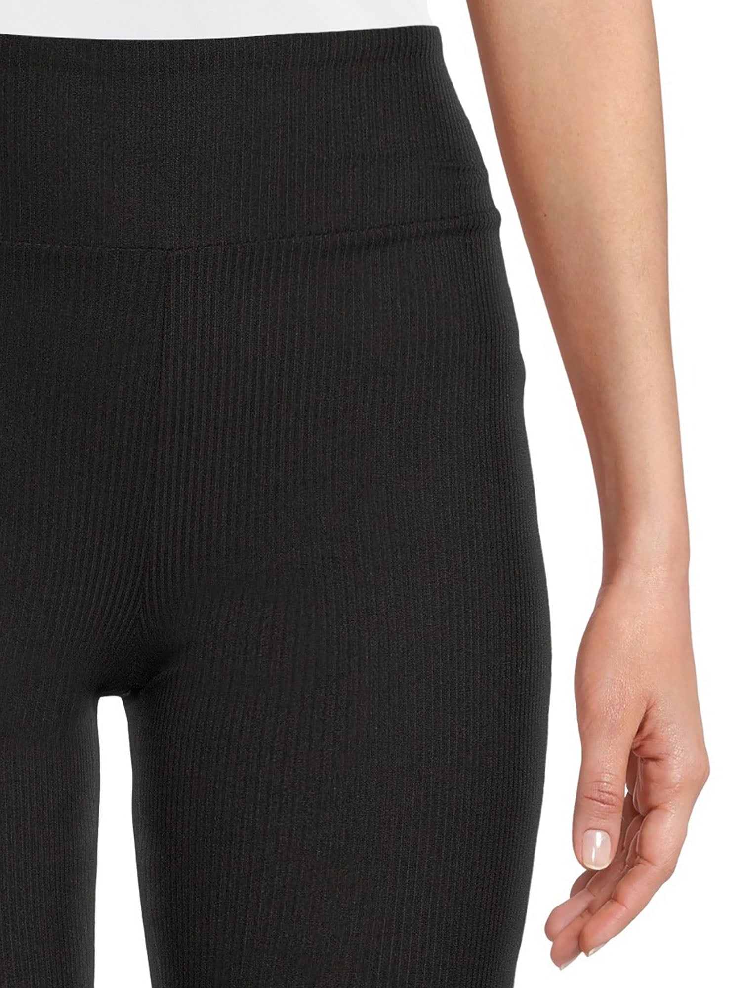 No Boundaries Women's Juniors Ribbed Flare Lettuce Hem Pants, Sizes S-XXXL