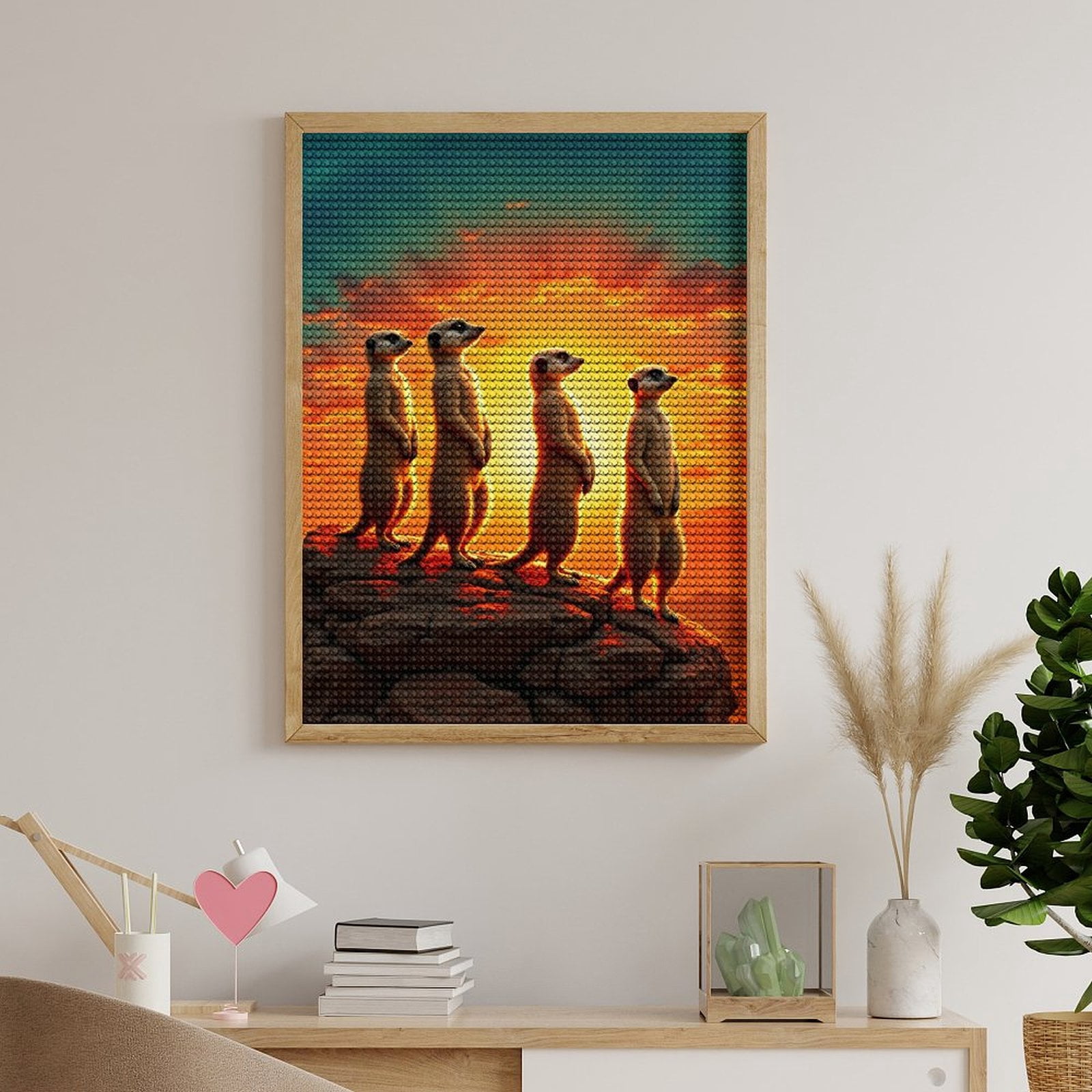 Diamond Art Kits for Adults - Meerkats Sunset Rock Formation 5d Diamond Painting for Adults, Diamond Art for Adults Beginners, Frameless Diamond Painting Kits for Adults for Home Wall Decor