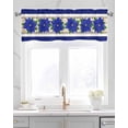 thumbnail image 2 of Blue Poinsettia Christmas Linen Curtain Valance for Bedroom/Bathroom/Kitchen/Office/Living/Dining Room Window,Xmas Botanical Floral Rod Pocket Topper Decorative Cafe Drapes Panel 42"x18", 2 of 6