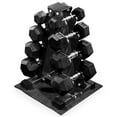thumbnail image 1 of BalanceFrom 100 lb Rubber Coated Iron Dumbbell Hex Weights Set with A-Frame Rack, Black, 1 of 12