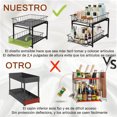 thumbnail image 3 of Organizadores de Cajones de Cocina Organizador Debajo del Fregadero,2 Niveles Organizador Cajones Escritorio，Estante de Almacenamiento Multipropósito para la cocina del baño，Negro, 3 of 4