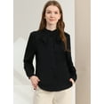 thumbnail image 2 of INSPIRE CHIC Women's Work Office Top Blouse Ruffle Neck Long Sleeve Ribbon Button Down Shirt, 2 of 6
