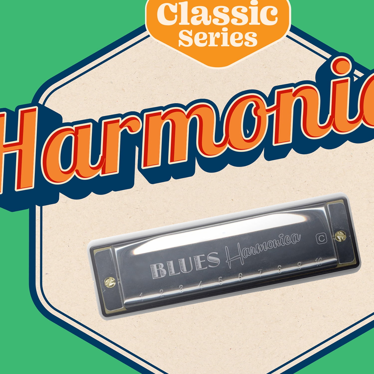 Hinkler: Retro Box - Learn Harmonica - Musical Kit, Instruction Book, Silver Blues Harmonica, Drawstring Bag, Beginners & Hobbyists, Kids-Teens-Adults