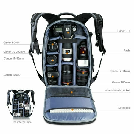 K&F Concept Camera Backpack Bag Case Waterproof for Canon Nikon Sony DSLR Camera