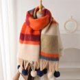 thumbnail image 4 of Bufanda gruesa y cálida de invierno para mujer, bufandas de imitación de cachemira para hombre, bufandas de moda para niñas, suaves, con flecos, bolas de pelo, regalos de vacaciones, a prueba de frío, 4 of 4