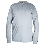 MCR Safety 127-H1GX2 Flame Resistant Long Sleeve Henley Shirt with Max Comfort 100 Percent Cotton Material, Gray - X2