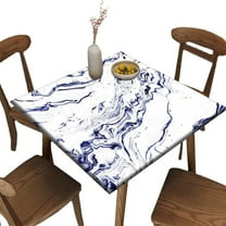 Elastic Edge Fitted Card Table Size Tablecloths, Marble Pattern Printed on Stretchable Polyester Table Cloth, for Indoor Outdoor Kitchen Home Party Dinner Patio, Fit for 36" x 36"Square Table