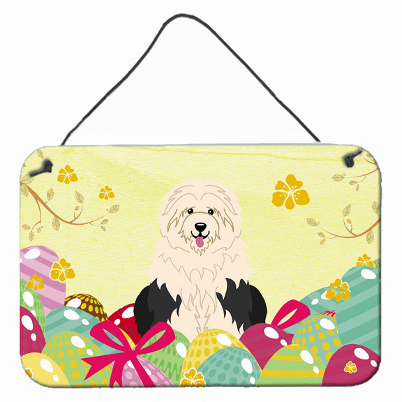 Carolines Treasures BB6096DS812 Easter Eggs Old English Sheepdog Wall or Door Hanging Prints