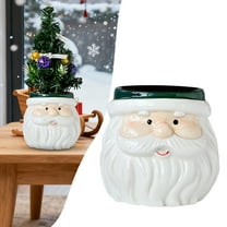 CoreLiving Christmas Planter Pot with Santa Design, 4 Inch Ceramic Flower Pot for Small Plants, Festive Office & Home Décor, Perfect Holiday Gift Idea for Friends & Family