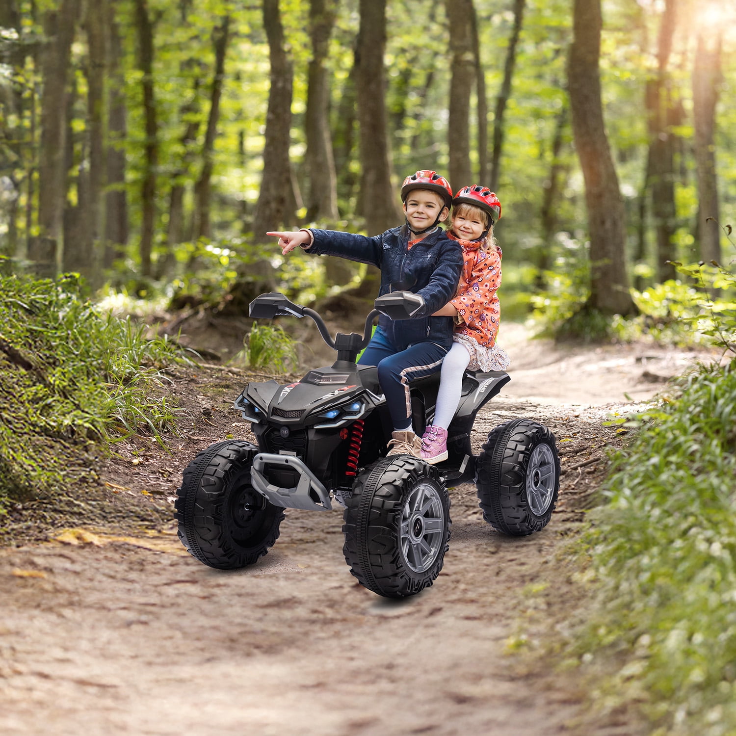 MUKIDY 24V Kids ATV 4-Wheeler, 24 Volt Ride on Toy for 3-8 Kid w/ 2x200W Motor, 5Mph Max Speed - Black