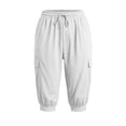 thumbnail image 7 of Women's Lightweight Capri Pants Quick Dry Cargo Pants Elastic Waist Drawstring Cropped Casual Jogger Pants with Pockets Hiking Pants White, 7 of 7