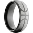 thumbnail image 3 of 8mm Half-Round Black Zirconium Ring with a Basketball Laser, 3 of 4