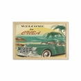 thumbnail image 1 of Retro Wall Art with Frame, Nostalgic Welcome to Cuba Print Classic Car Beach Ocean Palm Trees, Printed Fabric Poster for Bathroom Living Room, 35" x 23", Green Cream Yellow, by Ambesonne, 1 of 2