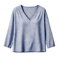 thumbnail image 5 of LEKWK Gingham Tops for Women Long Sleeve V Neck Plaid Tunic Top Casual Loose Fit Lightweight Shirt Fall Fashion Boho Dressy Vacation Outfits, 5 of 8