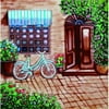 En Vogue B-94 Blue Bike By the Door - Decorative Ceramic Art Tile - 8 in. x 8 in.