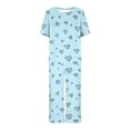 thumbnail image 4 of Offres du Jour Liquidation Iumwxz Pyjamas Doux Tendance Ensembles Assortis Pyjamas pour Femmes Imprimé Cœur Col Rond Manches Courtes Taille Élastique Pantalons Raccourcis Ensembles pour Femmes Vêtements d'Extérieur, 4 of 4
