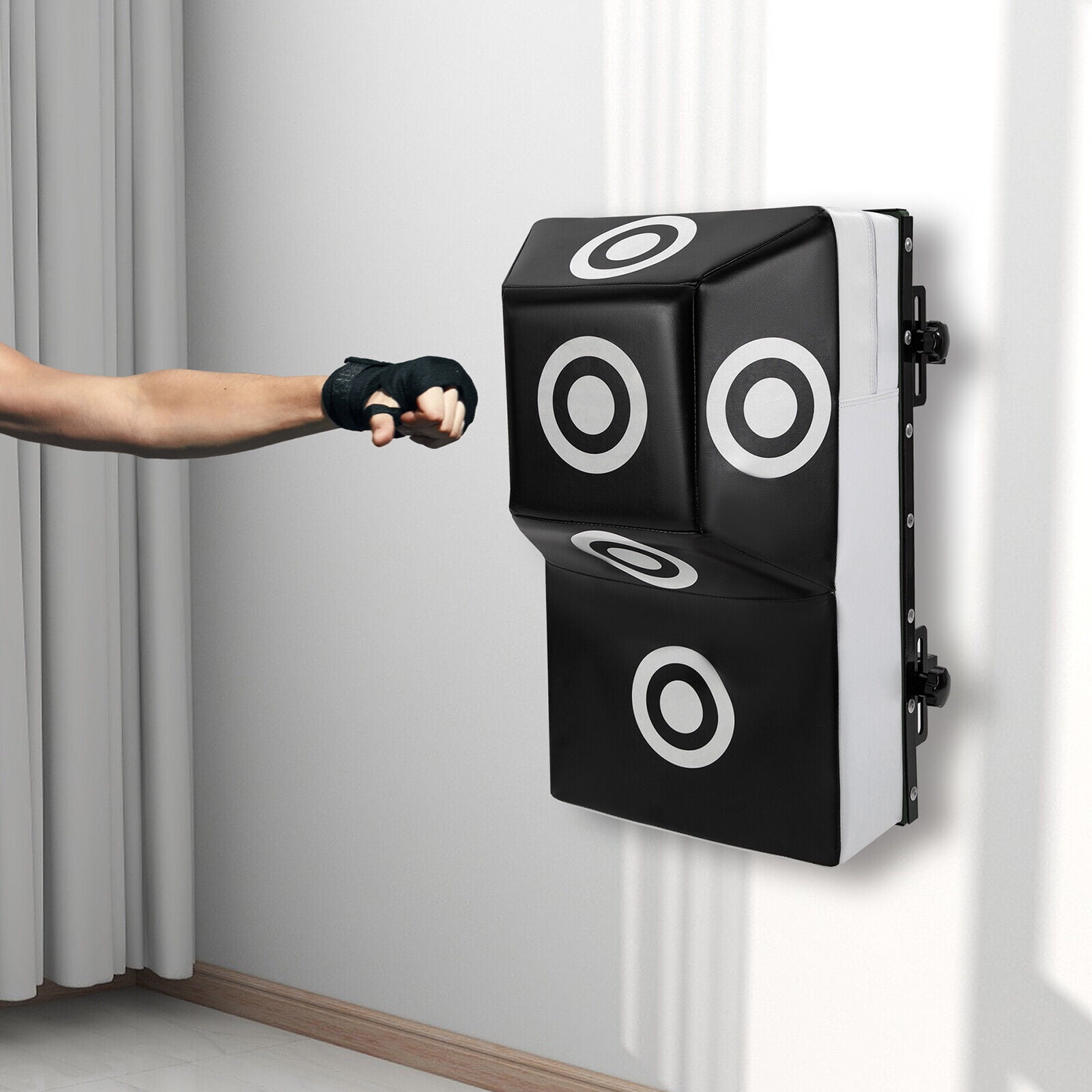 Punching Bag with Target Point, Wall Mount Height Adjustable Uppercut Heavy Boxing Bag for MMA Training Black