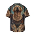 thumbnail image 2 of Haiem Tree Meditating Golden Retriever Men's Casual Shirts Short Sleeve Button Down Shirts Fashion Textured Summer Beach Shirt-Large, 2 of 7