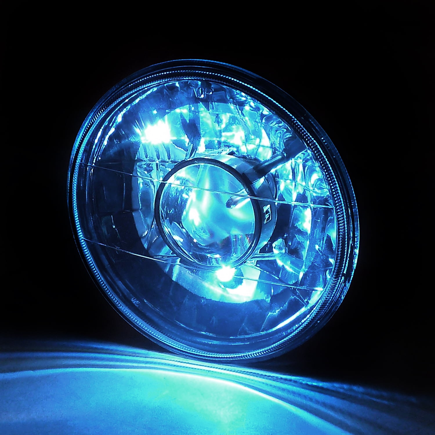 Spec-D Tuning LHP-7RNDJM 7 in. Projector Headlights Round with H4 Bulb for All, Black - 10 x 10 x 12 in.