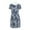 Denim, variant on Connected Apparel Scoop Neck Short Sleeve Pleated Zipper Back Puff Print Fit & Flare Jersey Dress-DENIM / 10