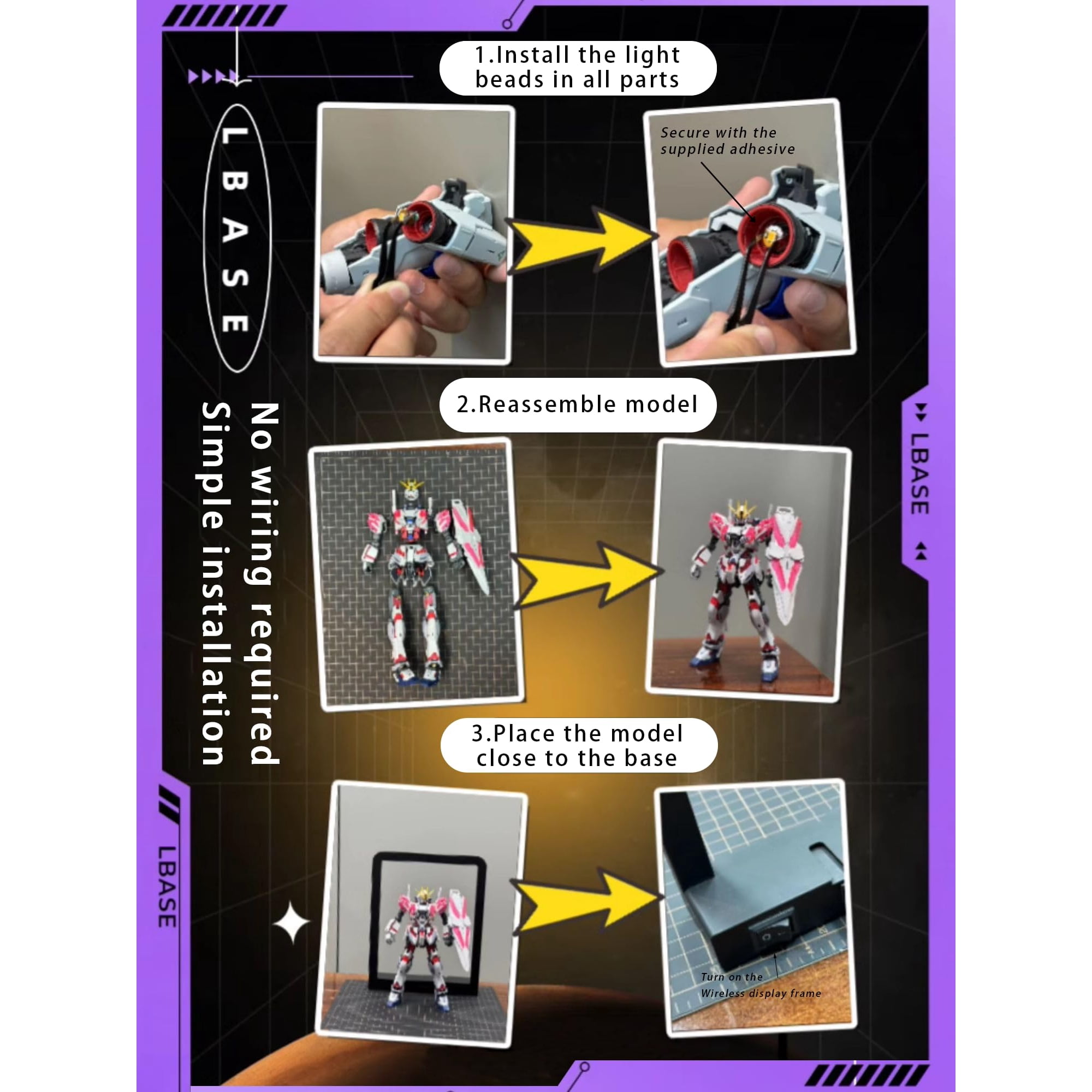Mgex Unicorn Gundam LBASE Wireless Magnetic Field Sensing LED Light ...