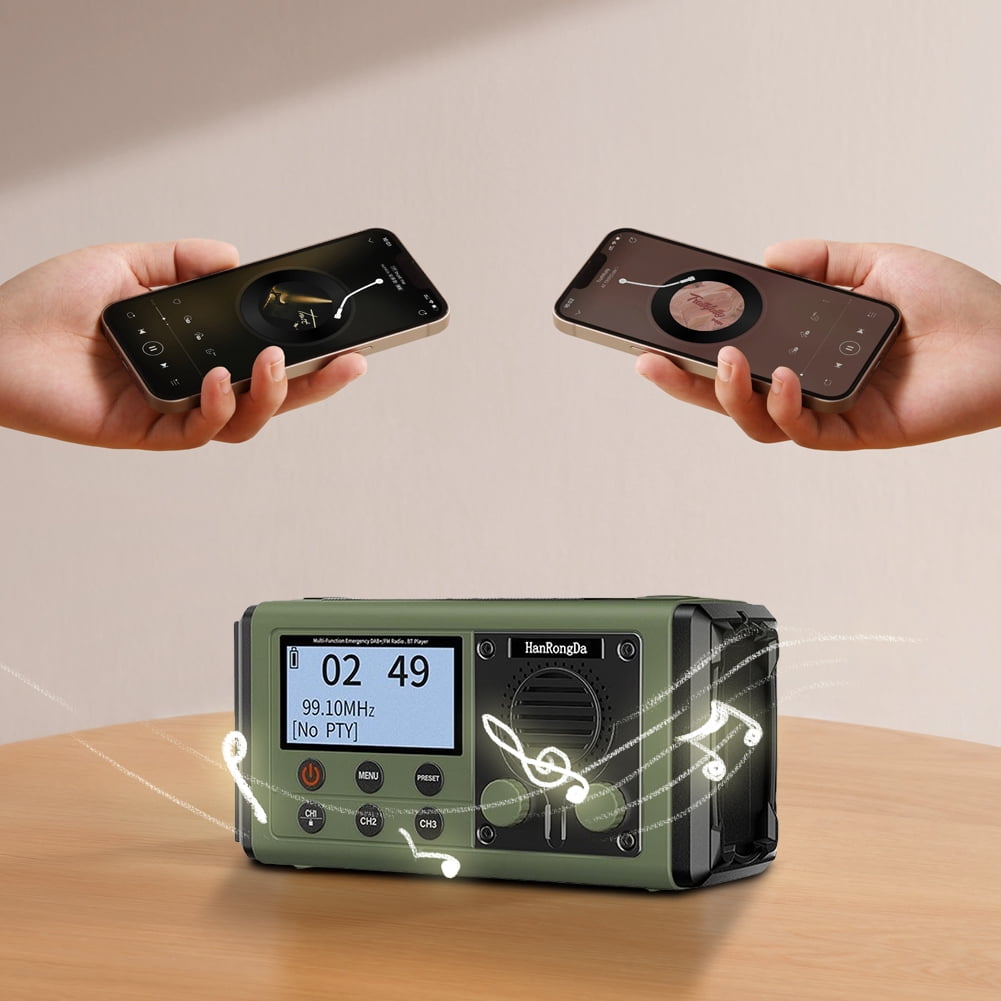 HUISZJ Portable Emergency Radio, 10000mAh Hand Crank Charging Radio with Speaker, Alarm Headphone Jack Battery Operated Radio or Outdoor Travel Camping