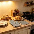thumbnail image 4 of Set of 2 Oven Mitts and Pot Holders, Heat Resistant Kitchen Gloves Microwave Safe, Thick Cotton Padding Soft Interior, Hanging Loop Convenient Storage, for Baking Grilling Stovetop Countertop, 4 of 6