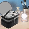 thumbnail image 4 of Neceser de viaje portátil Diseño de capas visibles transparentes PU TPU, organizador de doble cremallera Bolsa de lavado para artículos de tocador Negro shamjiam Neceser de viaje, 4 of 7