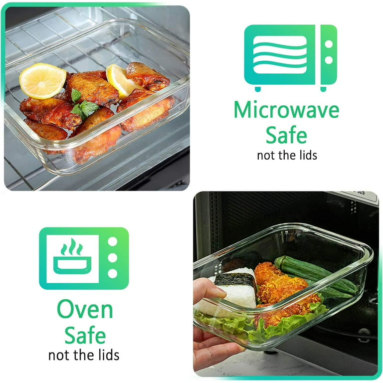 Glass Food Storage Containers W/Airtight Lids - Microwave/Oven