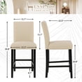 thumbnail image 3 of LSSPAID Bar Stools Set of 2, 24.8 Inch Upholstered Fabric Counter Height Stools, Modern Kitchen Island Wood Bar Chairs Barstools with Backrest and Solid Wood Legs, Beige, 3 of 4