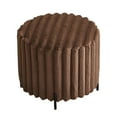 thumbnail image 4 of GZXS 22" Round Faux Fur Ottoman in Brown, Upholstered Pouf Footrest Stool with Metal Legs, Modern Accent Furniture for Living Room, Bedroom, Entryway, 4 of 7