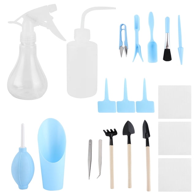 19Pcs/Set Succulent Plants Tool Transplanting Gardening Tools for Bonsai Indoors Small PlantsBlue