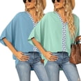 thumbnail image 7 of Womens Casual Summer Ruffle Sleeve V Neck Loose Fit Chiffon Blouse Tops, 7 of 7